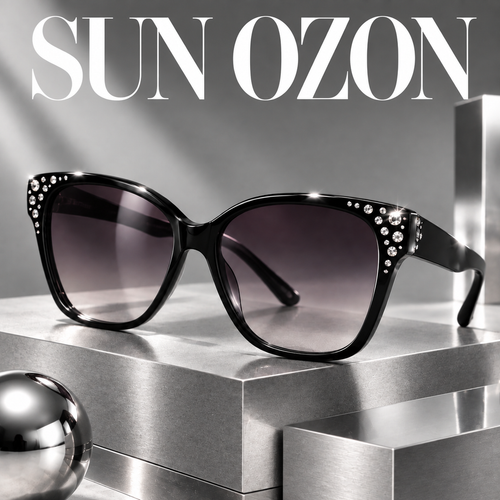 عینک آفتابی زنانه SunOzan مدل نگیندار فریم سبک RPCTG | لنز سایهروشن UV400